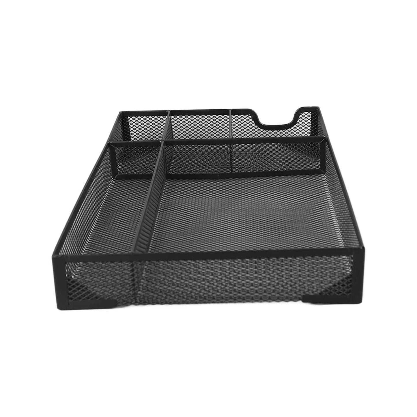 5 Grids Metal Mesh Drawer Organizer Tray Multipurpose Space Saving Desk Organizer Storage Basket for Home Study Room