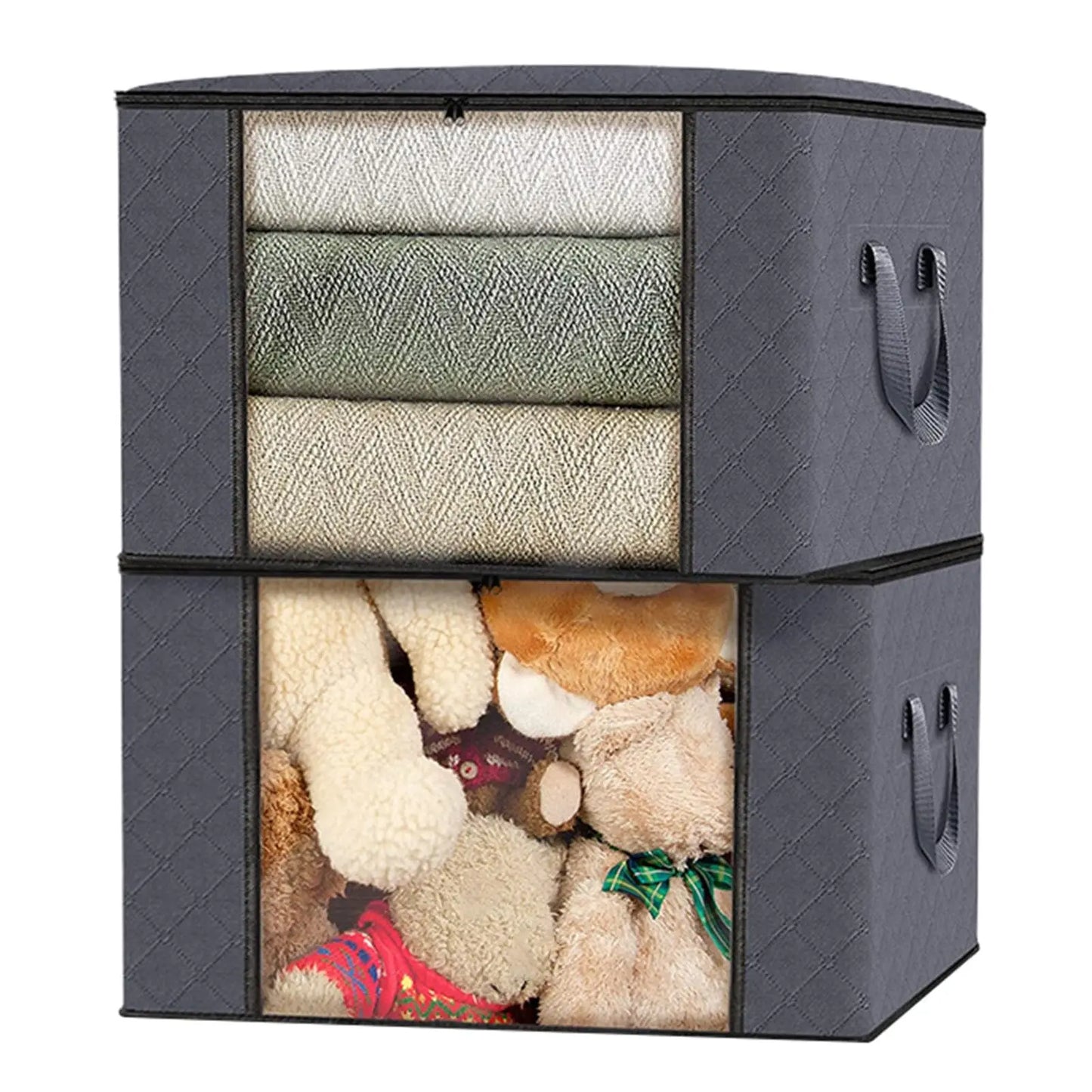 3 Pack under Bed Storage Container Organizer Large Capacity under Bed Clothes Storage Box Foldable Storage Bag with Clear Window