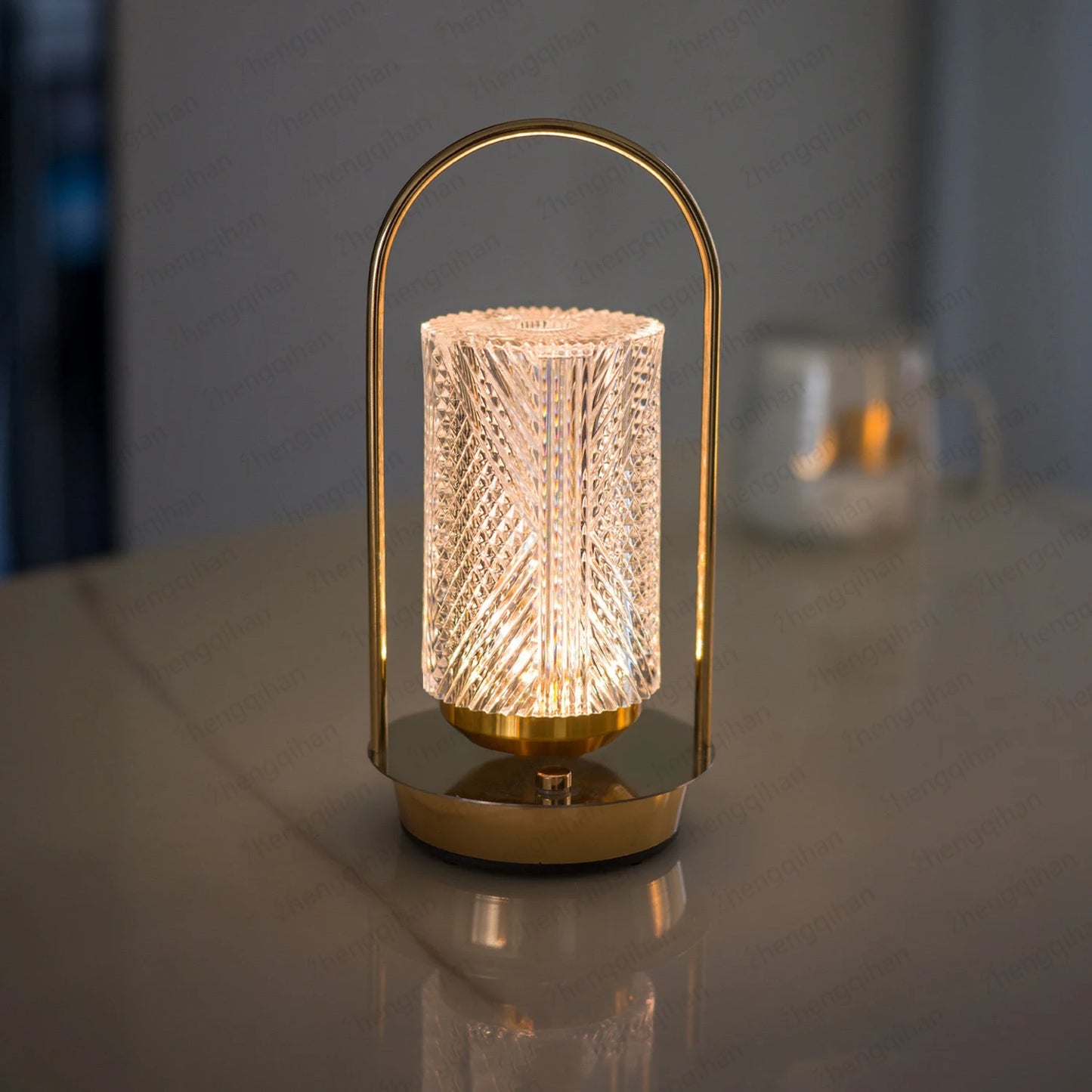 Wireless Table Lamp Rechargeable Portable Bedroom Bedside Touch Crystal Desk Lamp Night Light LED Decor Lights for Bar Coffee