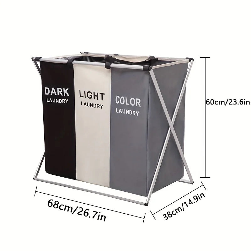 Large Capacity Foldable Sorting Laundry Basket, Folding Storage Basket, Suitable for Bedroom, Laundry Room, Bathroom, School, Ho