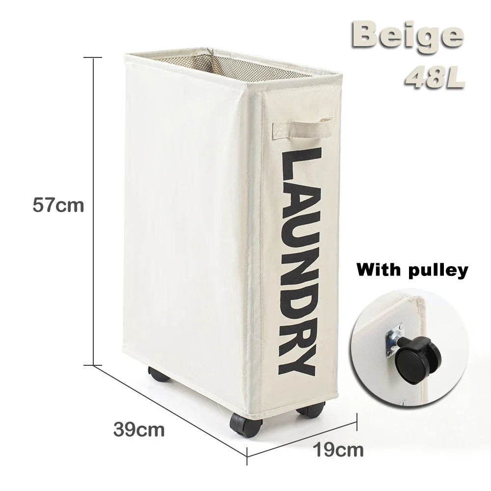 Foldable Laundry Basket Dirty Clothes Basket Clothes Storage Box Yoga Storage Sundries Box with Wheels Bathroom Accessories