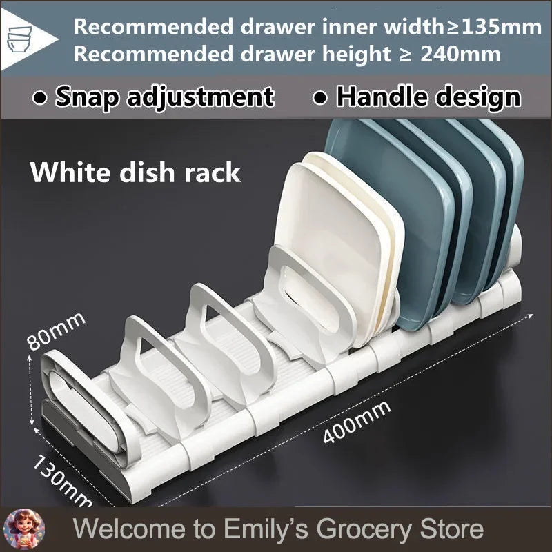 Under Cabinet Drawer Bowls Plate Storage Holder Shelves Retractable Countertop Sink Supplies Shelf Kitchen Adjustable Dish Rack