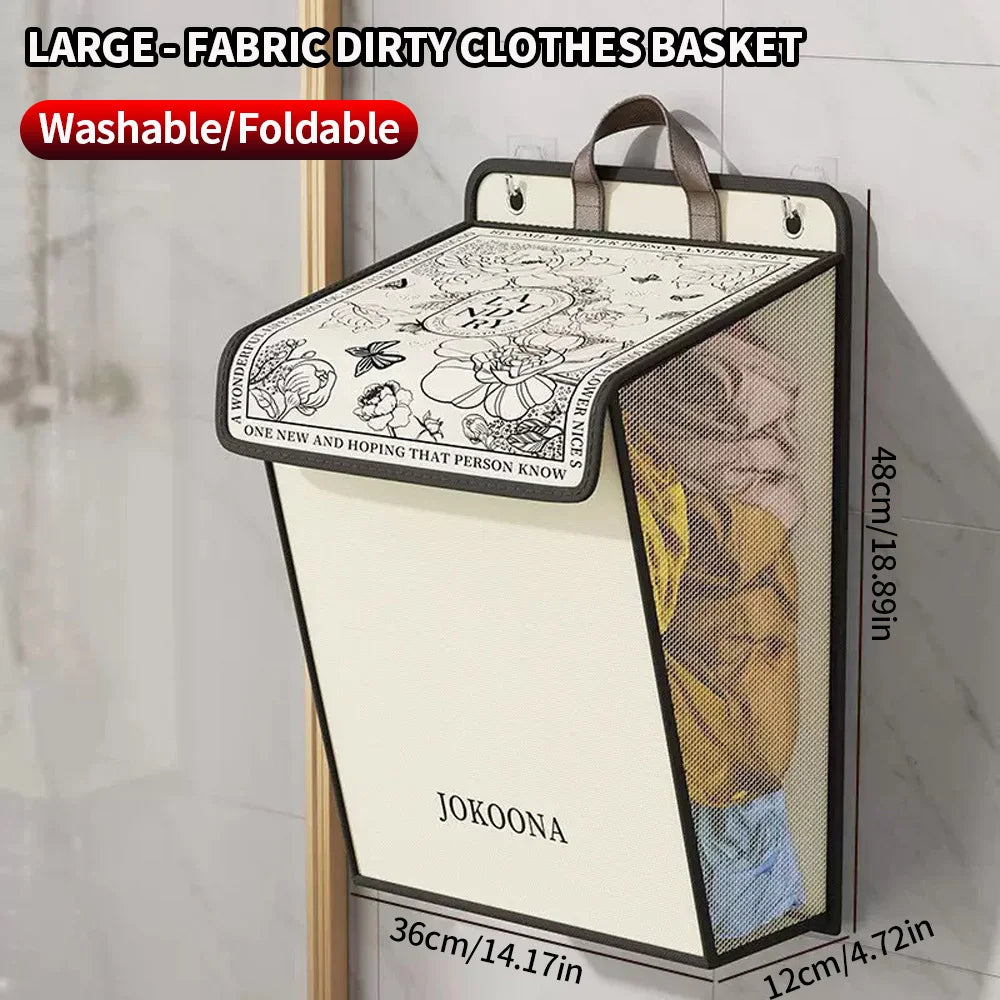 Wall Mounted Laundry Hamper Foldable Waterproof Dirty Clothes Storage Basket Large Capacity Bathroom Organizer Space Saving For