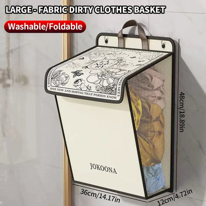 Wall Mounted Laundry Hamper Foldable Waterproof Dirty Clothes Storage Basket Large Capacity Bathroom Organizer Space Saving For