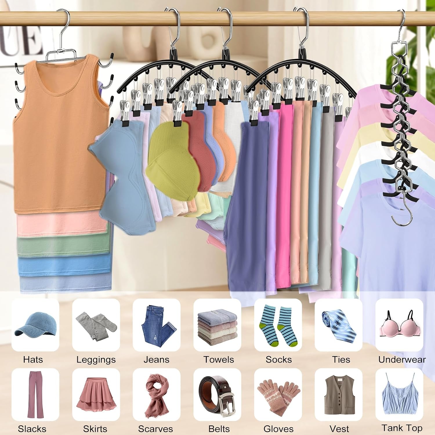 5Pcs Legging Organizer for Closet Tank Top Pant Hanger Space Saving