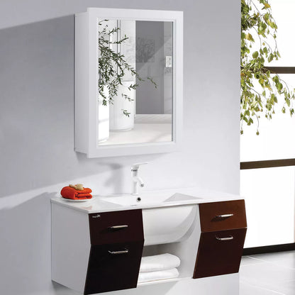 Costway room Mirror Cabinet Wall Mounted Kitchen Medicine Storage Adjustable Shelf