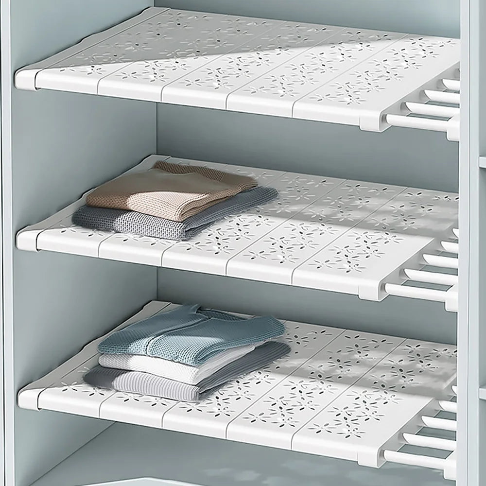 NEW Adjustable Closet Organizer Kitchen Storage Shelves Space Saving Wardrobe Wall Mounted Rack Home Appliance Cabinet Holder1Pc