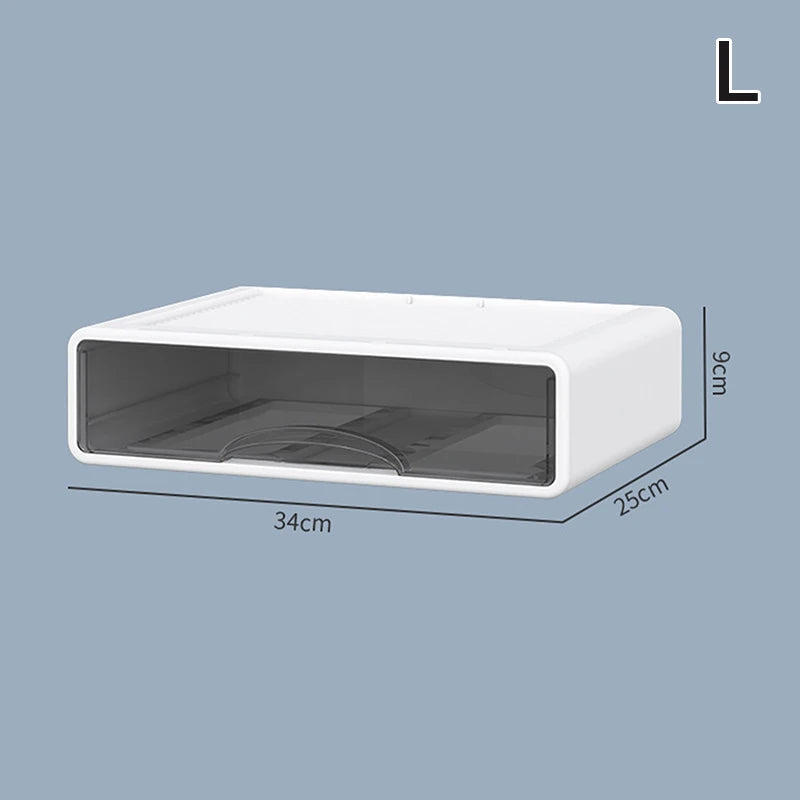 【N】Plastic Box Desktop Organizer Drawer Makeup Storage Box Stackable Jewelry Container Office Finishing Organizer Box