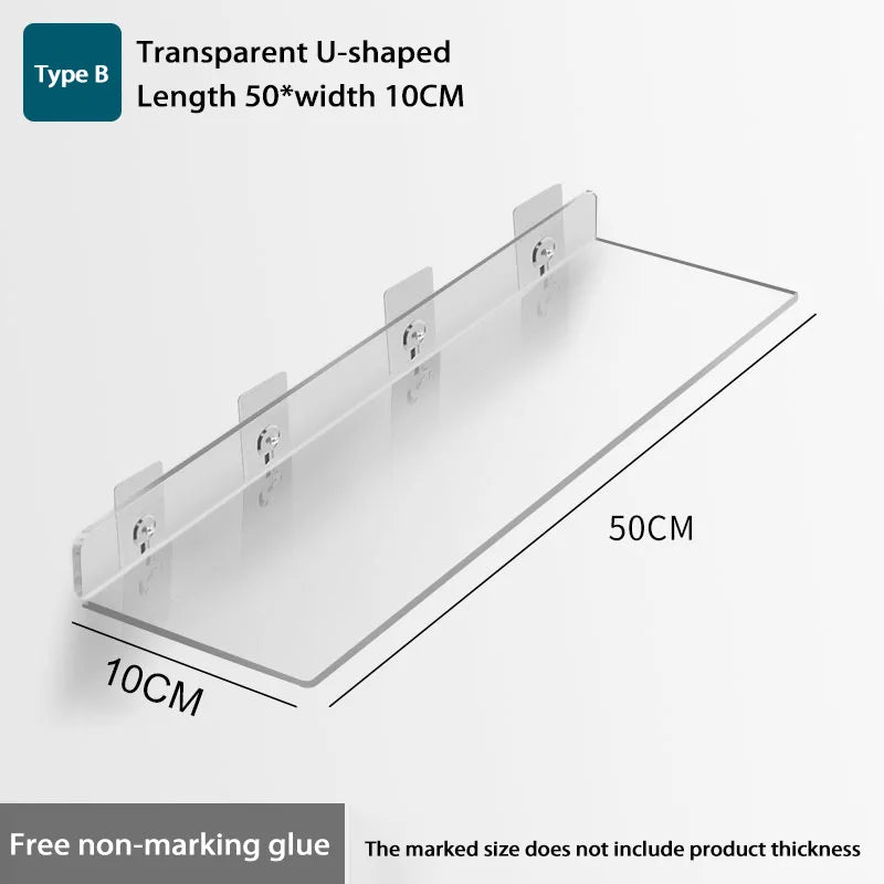 Self Adhesive Storage Shelf Wall-Mounted Storage Rack Removable Bathroom Shower Organizer Kitchen Wardrobe Bathroom Accessories