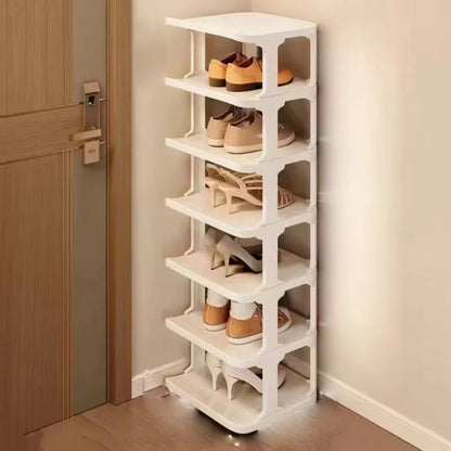 Removable Vertical Shoe Rack 2-8 Layers Saving Space Layered Shoe Cabinets Anti-Drop Stackable Shoes Storage Organizer Doorway