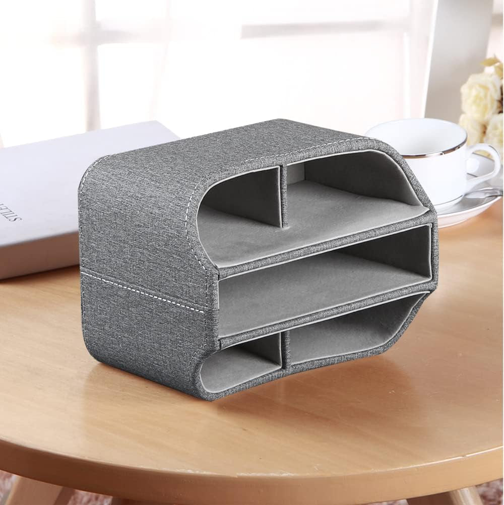 PU Leather 360° Rotatable Remote Control Organizer for Nightstands