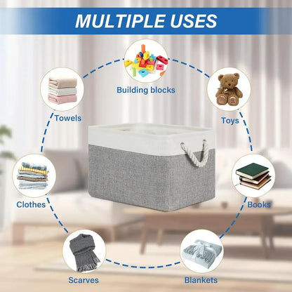 Folding Linen Storage Box with Handles Space-Saving Cube Organizer Basket for Home Supplie Baby Toys Clothes Books Organizer