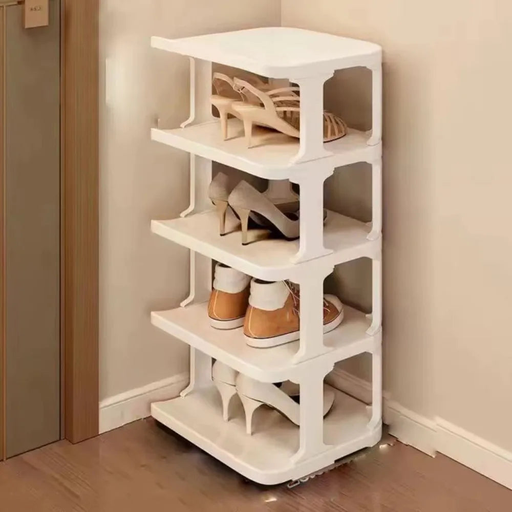 Removable Vertical Shoe Rack 2-8 Layers Saving Space Layered Shoe Cabinets Anti-Drop Stackable Shoes Storage Organizer Doorway