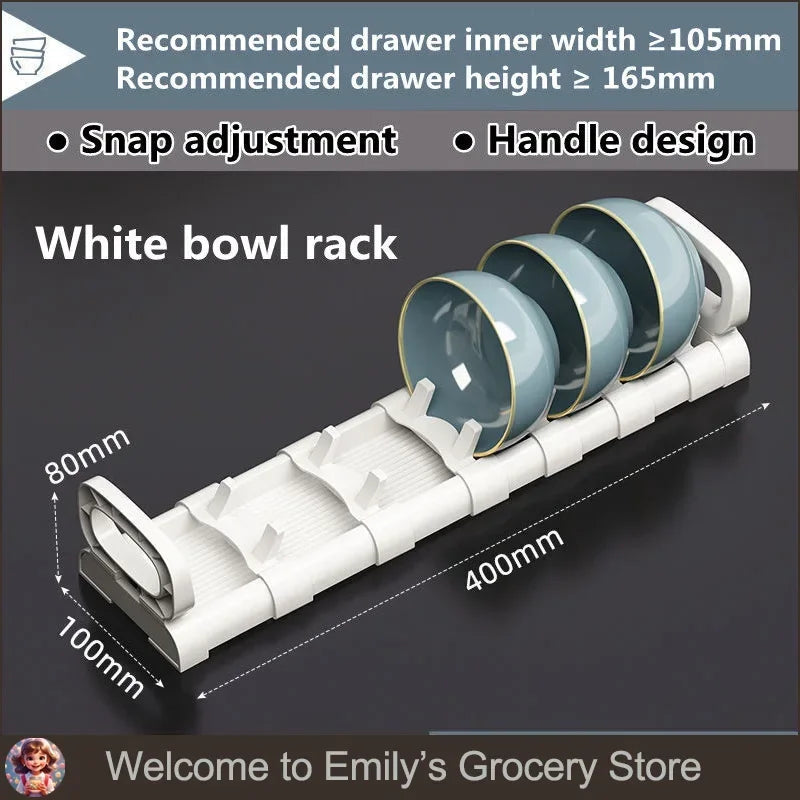 Under Cabinet Drawer Bowls Plate Storage Holder Shelves Retractable Countertop Sink Supplies Shelf Kitchen Adjustable Dish Rack