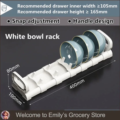Under Cabinet Drawer Bowls Plate Storage Holder Shelves Retractable Countertop Sink Supplies Shelf Kitchen Adjustable Dish Rack