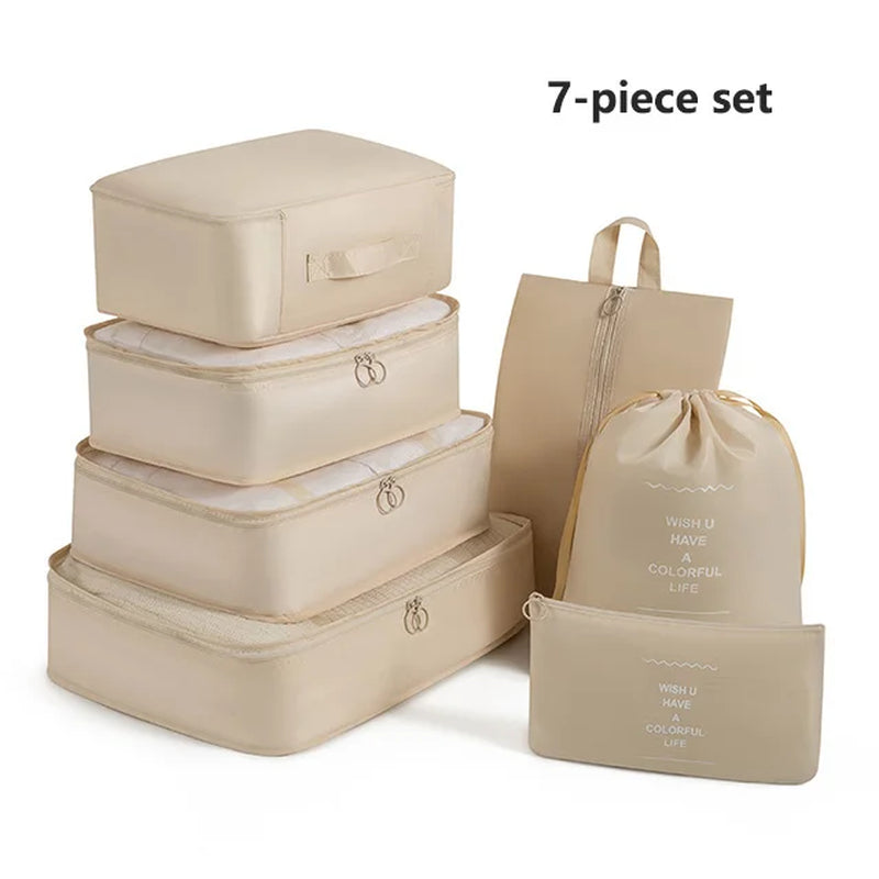 7-8-9-Piece Set Travel Bag Organizer Clothes Luggage Travel Organizer Blanket Shoes Organizers Bag Suitcase Pouch Packing Cubes