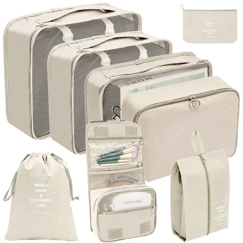 8-Piece Set Travel Bag Organizer Clothes Luggage Travel Organizer Blanket Shoes Organizers Bag Suitcase Pouch Packing Cubes
