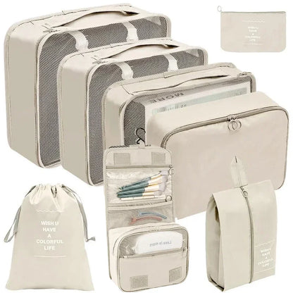 8-Piece Set Travel Bag Organizer Clothes Luggage Travel Organizer Blanket Shoes Organizers Bag Suitcase Pouch Packing Cubes