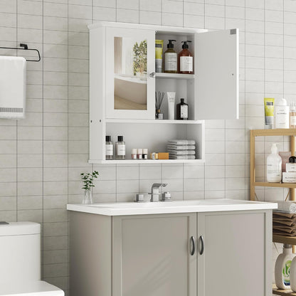 Bathroom Medicine Cabinet with Mirror, Wall Mounted, White