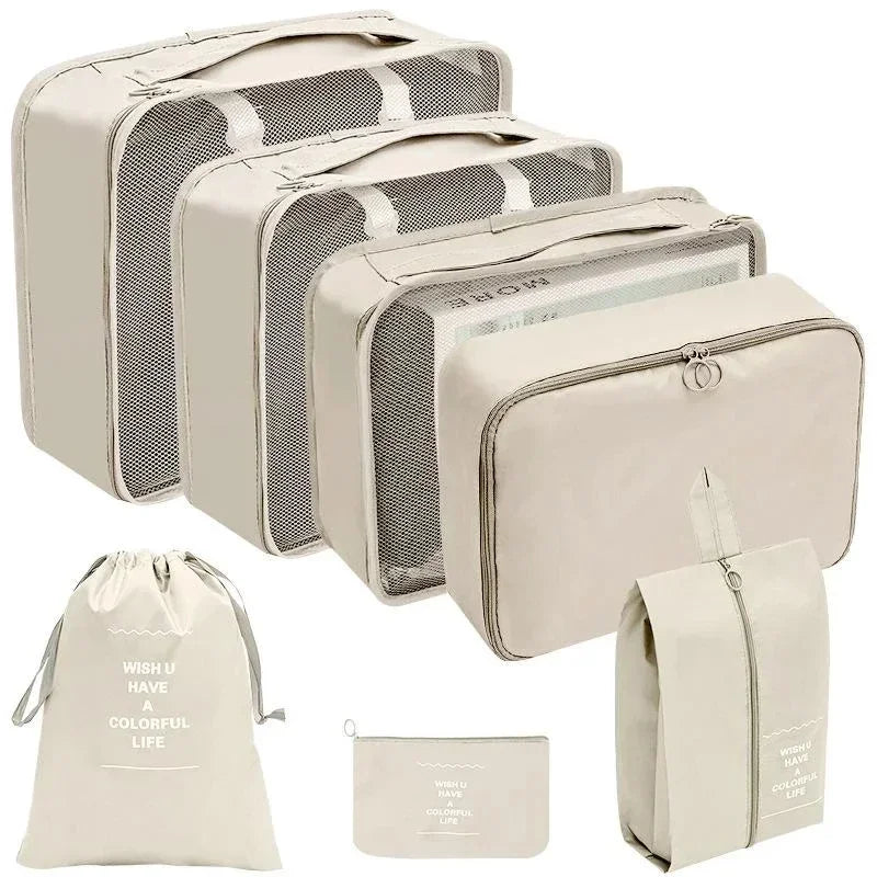 8-Piece Set Travel Bag Organizer Clothes Luggage Travel Organizer Blanket Shoes Organizers Bag Suitcase Pouch Packing Cubes