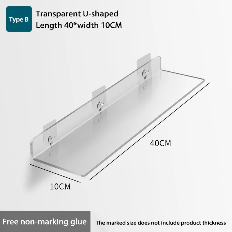 Self Adhesive Storage Shelf Wall-Mounted Storage Rack Removable Bathroom Shower Organizer Kitchen Wardrobe Bathroom Accessories