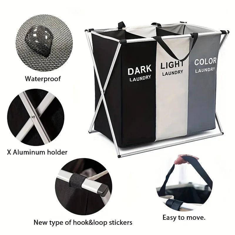 Large Capacity Foldable Sorting Laundry Basket, Folding Storage Basket, Suitable for Bedroom, Laundry Room, Bathroom, School, Ho