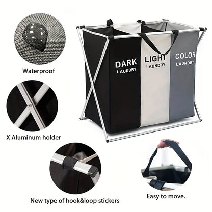 Large Capacity Foldable Sorting Laundry Basket, Folding Storage Basket, Suitable for Bedroom, Laundry Room, Bathroom, School, Ho