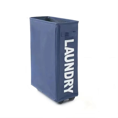 22" Rolling Slim Laundry Basket on Wheels, Foldable Laundry Hamper with Handle, Collapsible Laundry Sorter and Organizer