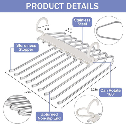 Upgrade 9 Layers Pants Hanger Space Saving Non-Slip Closet Organizer 2 Pack
