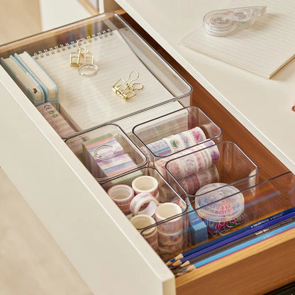 Acrylic Plastic Storage Box with Lid Makeup Organizer Transparent Desk Drawer Organizers Box Jewelry Box Closet Organizer Boxes