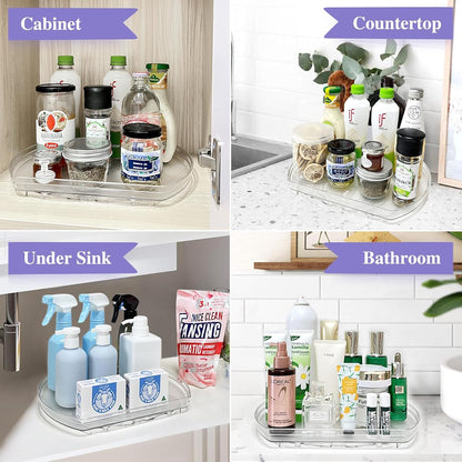360° Rotating Lazy Susan Turntable Organizer - Versatile 11.8" x 8.7" Rectangular Storage Solution for Refrigerator, Cabinet, Pantry, and Kitchen Countertop