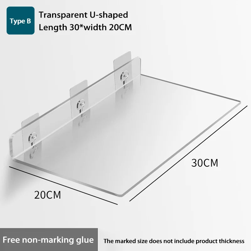 Self Adhesive Storage Shelf Wall-Mounted Storage Rack Removable Bathroom Shower Organizer Kitchen Wardrobe Bathroom Accessories