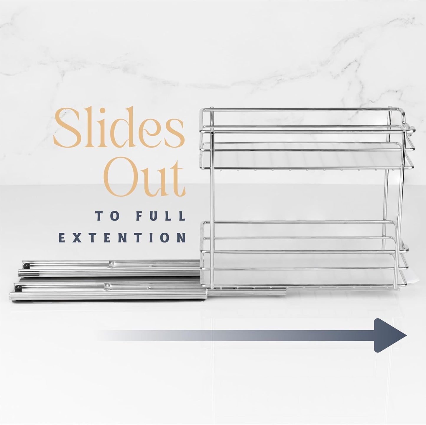 Pull-Out Cabinet Organizer for Spices and Canned Goods, Dimensions: 4.5"W x 10.375"D x 8.875"H