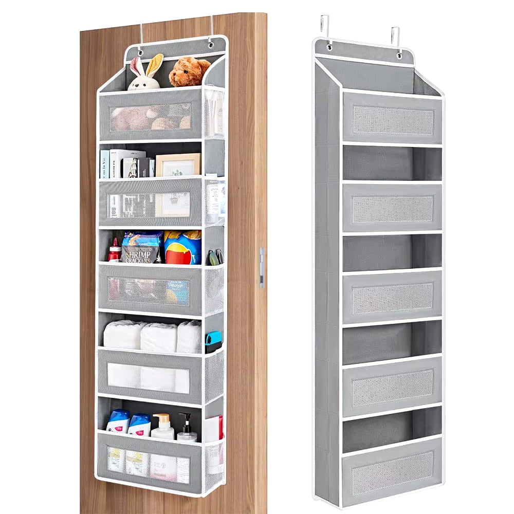 Over the Door Organizer Storage 5 Shelf Hanging Door Organizer with 5 Large Capacity Pockets for Bedroom Bathroom 1Pcs