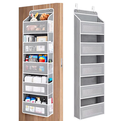 Over the Door Organizer Storage 5 Shelf Hanging Door Organizer with 5 Large Capacity Pockets for Bedroom Bathroom 1Pcs