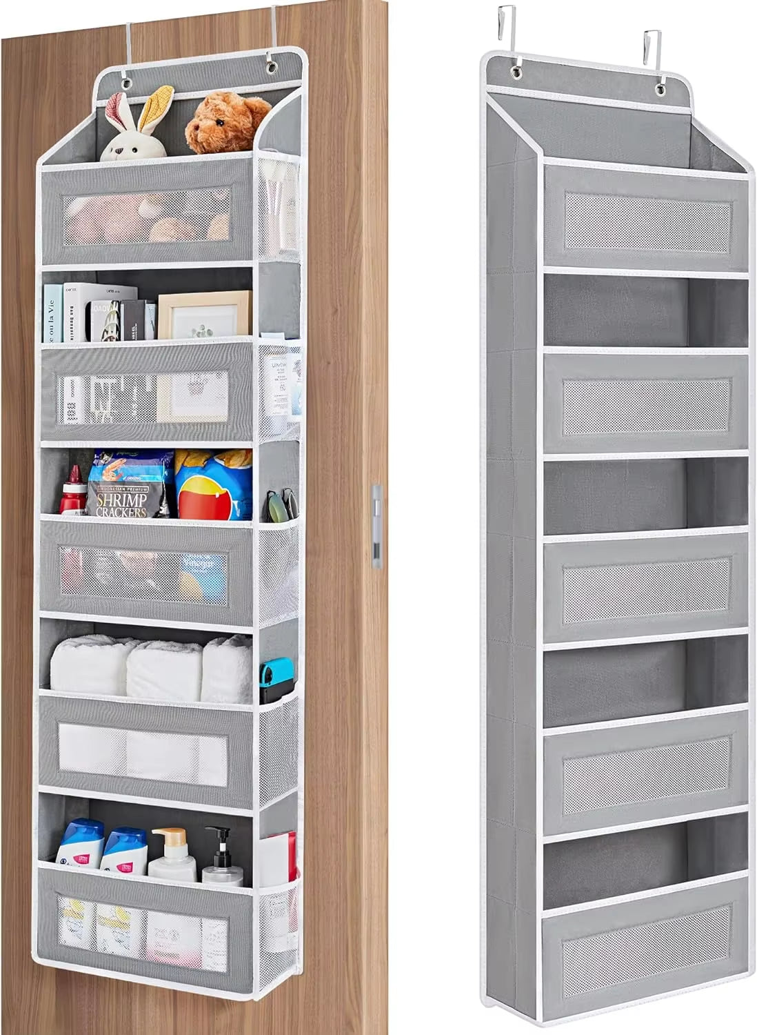 Over the Door Organizer Storage 5 Shelf Hanging Door Organizer with 5 Large Capacity Pockets for Bedroom Bathroom 1Pcs