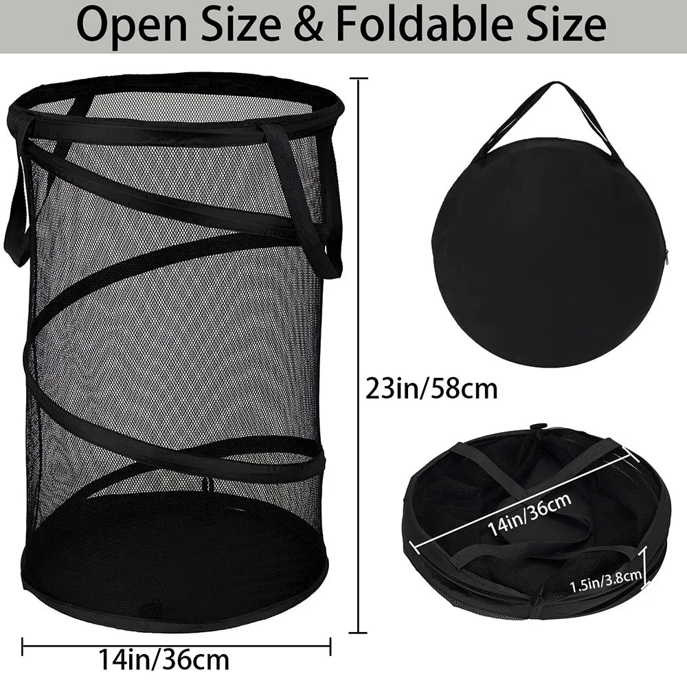 Mesh Popup Laundry Hamper Collapsible Laundry Basket Extra Large Capacity Foldable Clothing Storage Basket with Handles