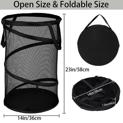 Mesh Popup Laundry Hamper Collapsible Laundry Basket Extra Large Capacity Foldable Clothing Storage Basket with Handles