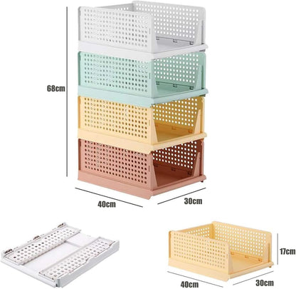 RMAN 4 Stück Kleiderschrank Organizer Schubladenbox Stapelbare Schrank Organizer Kleiderschrank Regal Aufbewahrungsbox Plastik Lagerkisten Trennwand Schublade Für Kleidung, Küchen, Schlafzimmer