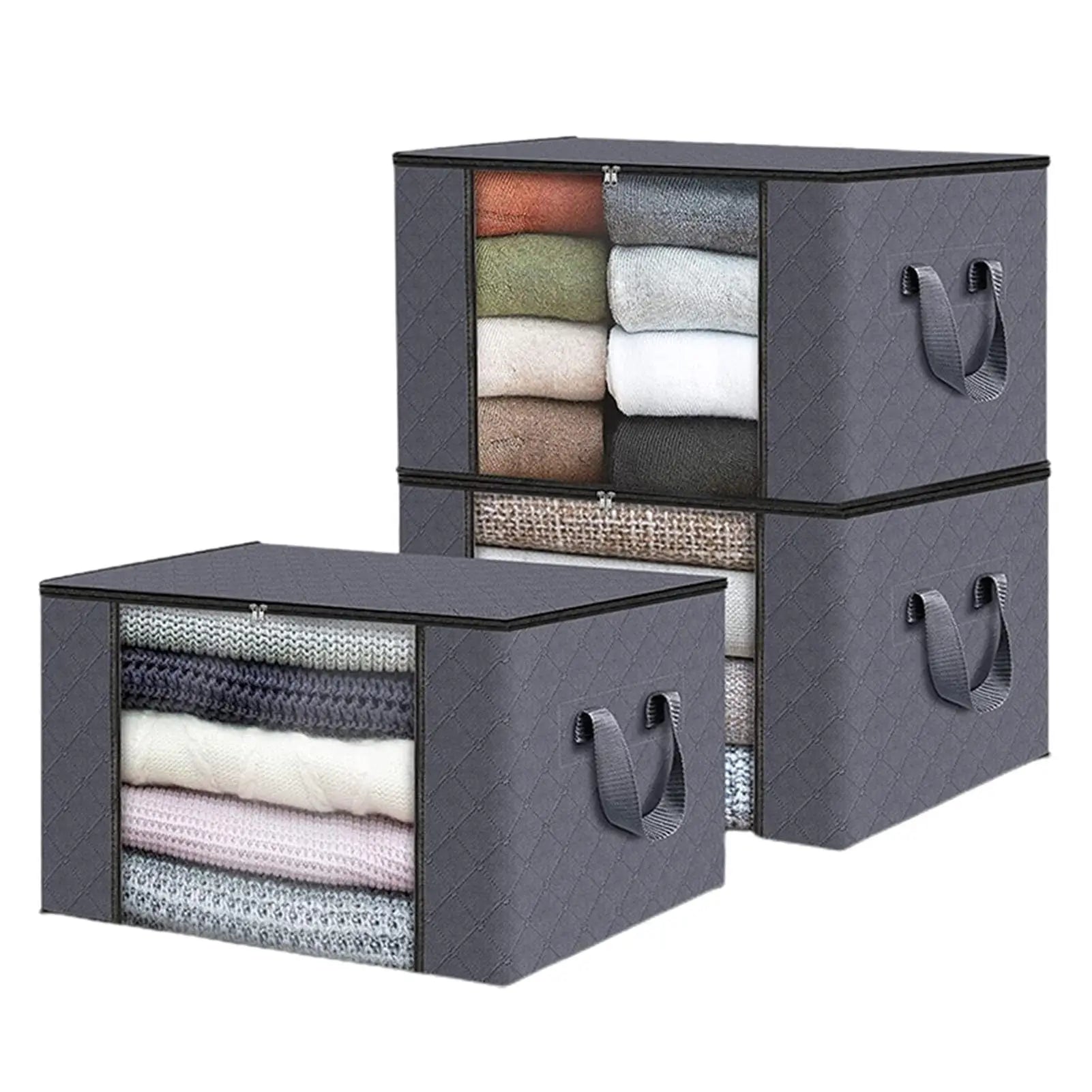 3 Pack under Bed Storage Container Organizer Large Capacity under Bed Clothes Storage Box Foldable Storage Bag with Clear Window