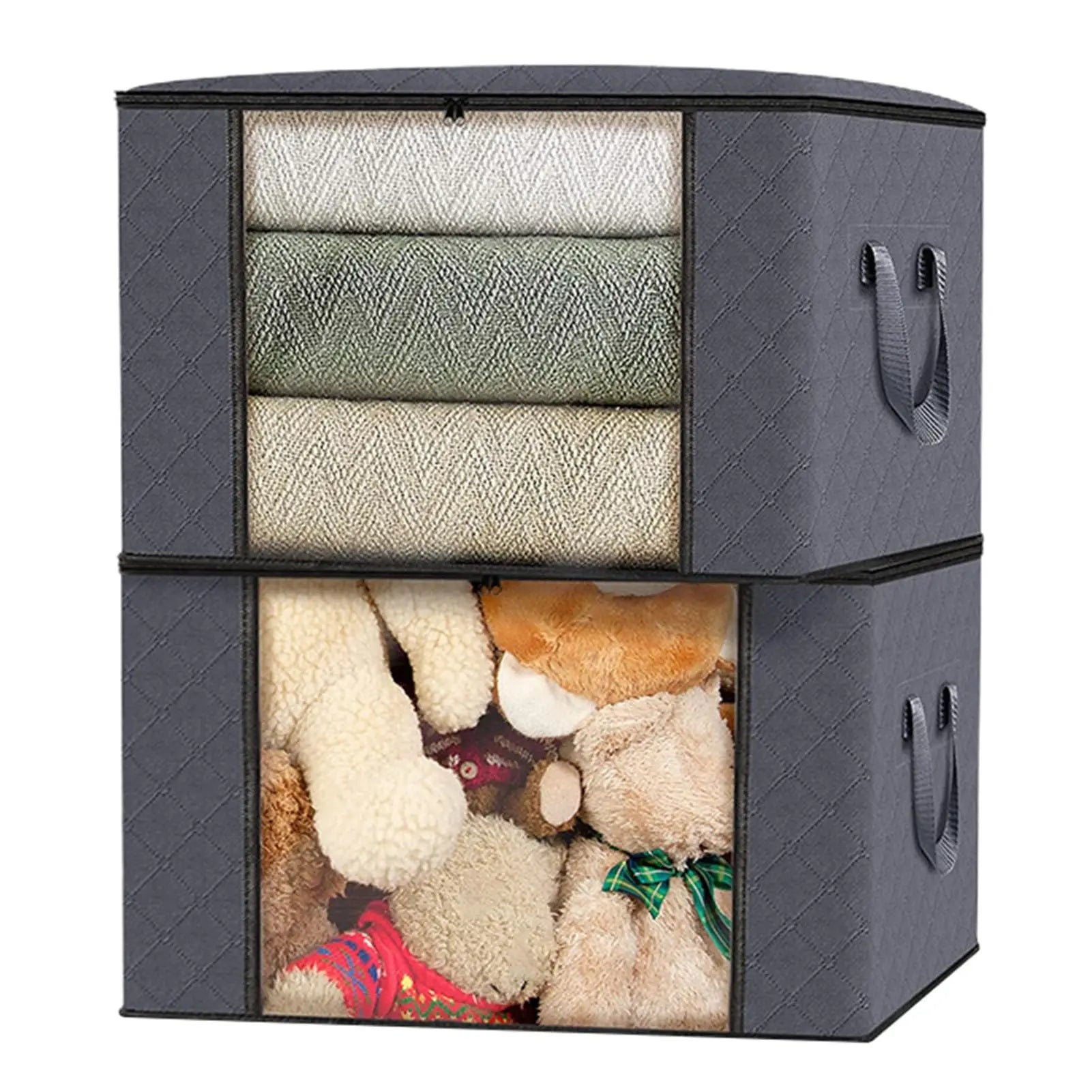 3 Pack under Bed Storage Container Organizer Large Capacity under Bed Clothes Storage Box Foldable Storage Bag with Clear Window