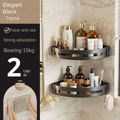 Punch Free Wall Mounted Bathroom Shelf No Drill Shower Shelf Kitchen Storage Organizer Shampoo Rack Makeup Storage Organizer