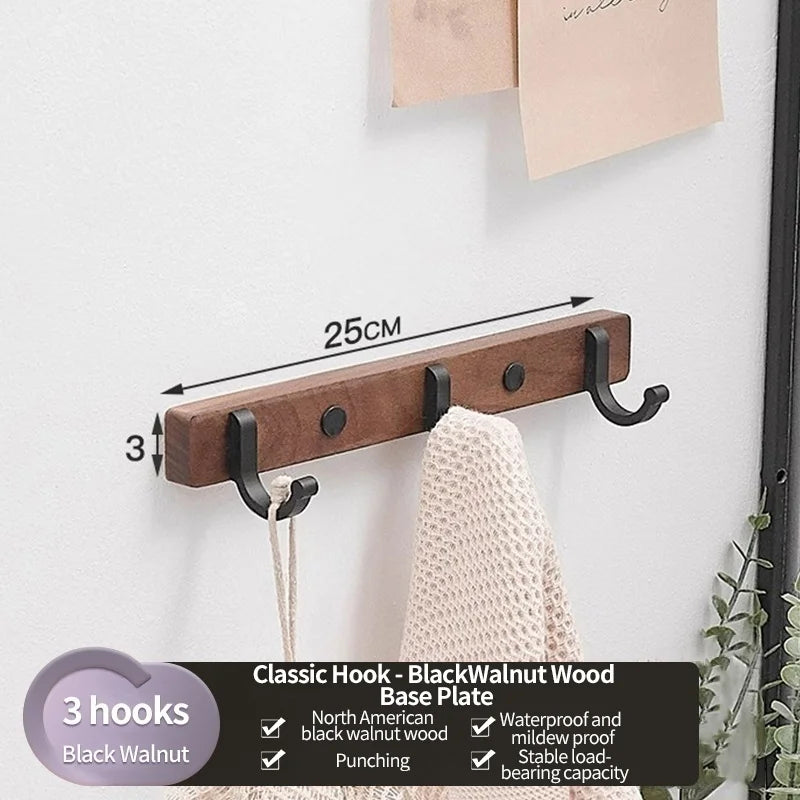 Wood Hooks Strong Hook Wall Hanger Sticker Hanging Coat Rack Clothes Hanger Shower Robe Hook Kitchen Bathroom Towel Hooks