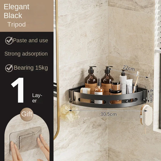 Punch Free Wall Mounted Bathroom Shelf No Drill Shower Shelf Kitchen Storage Organizer Shampoo Rack Makeup Storage Organizer