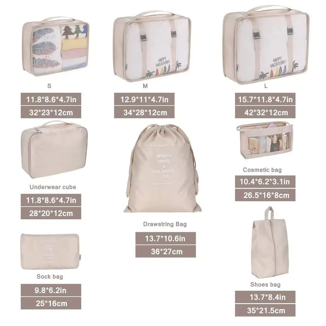 6/8Pcs Set Travel Bag Organizer Clothes Luggage Travel Organizer Blanket Shoes Organizers Bag Suitcase Pouch Packing Cubes
