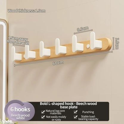 Wood Hooks Strong Hook Wall Hanger Sticker Hanging Coat Rack Clothes Hanger Shower Robe Hook Kitchen Bathroom Towel Hooks