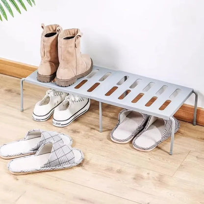ABS Shoe Rack Extensible Shoe Hanger Storage Space Saving Shelf Telescopic Storage Rack Household Kitchen Cabinet Organizer