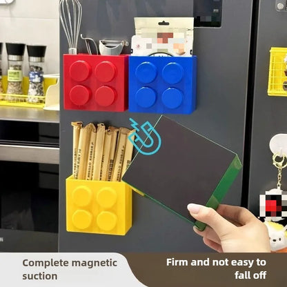 1/4Pc Magnetic Storage Box Kitchen No-Drill Refrigerator Storage Door Rack Building Block Wall Mounted Organizer Decor Holder