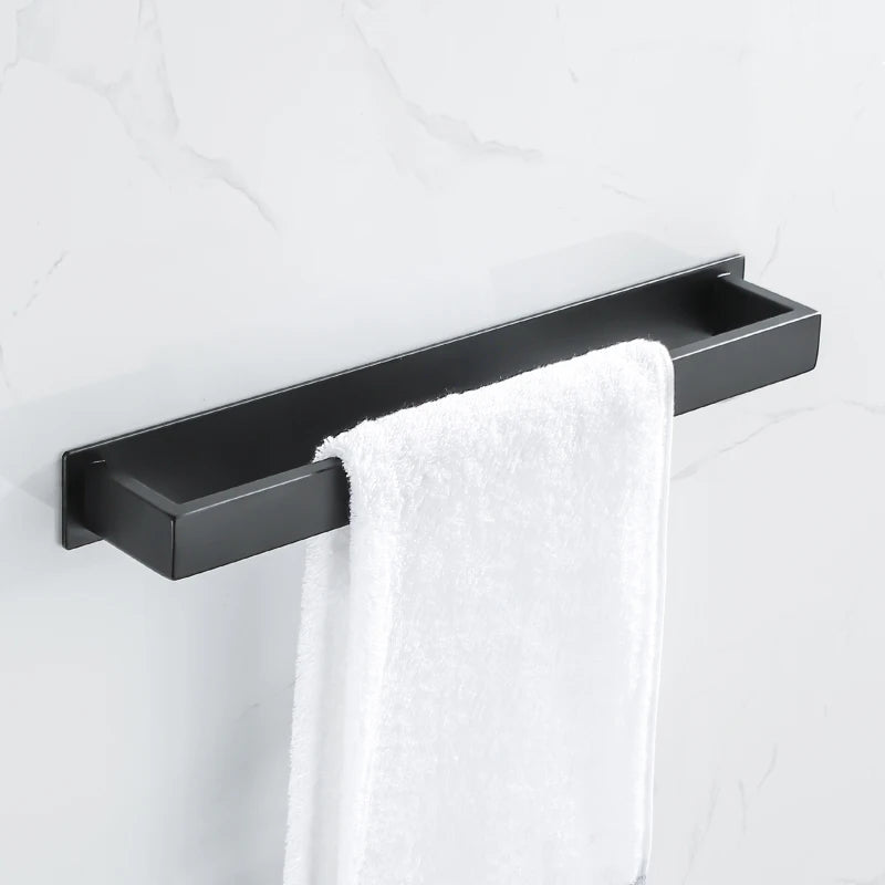 Strong Adhesive Bathroom Towel Rack Stainless Steel Bath Towel Hanger Wall Mounted Kitchen Hand Towel Holder No Drill