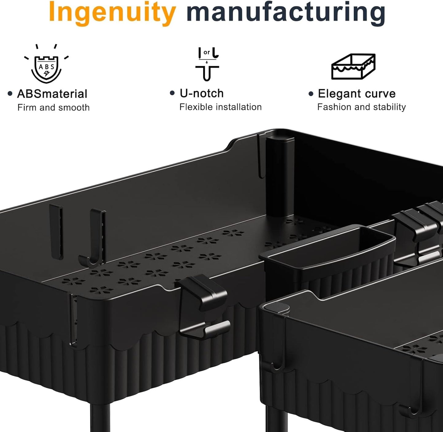 Under-Sink Organizer Set with Hooks and Hanging Cups for Kitchen Storage - 2-Pack